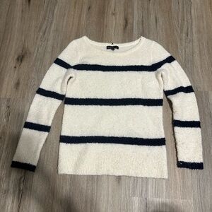 Banana Republic Women's Sweater - Cream and Black Stripes